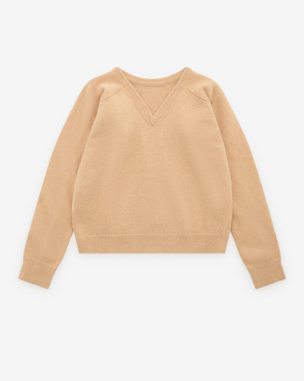 Maison Margiela - Women's V-Neck Jumper - (Beige)