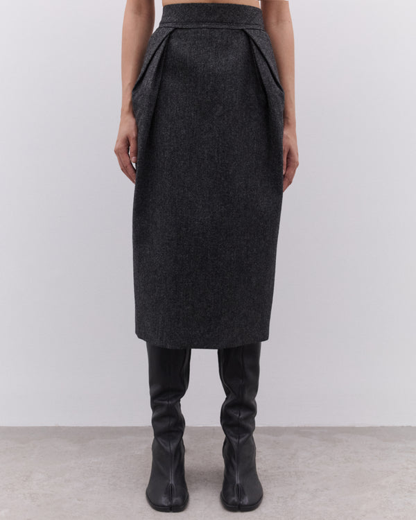 Maison Margiela - Women’s Wool Midi Skirt - (Dark Grey)