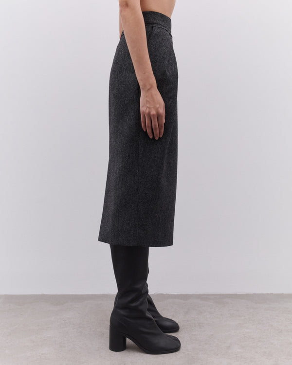 Maison Margiela - Women’s Wool Midi Skirt - (Dark Grey)