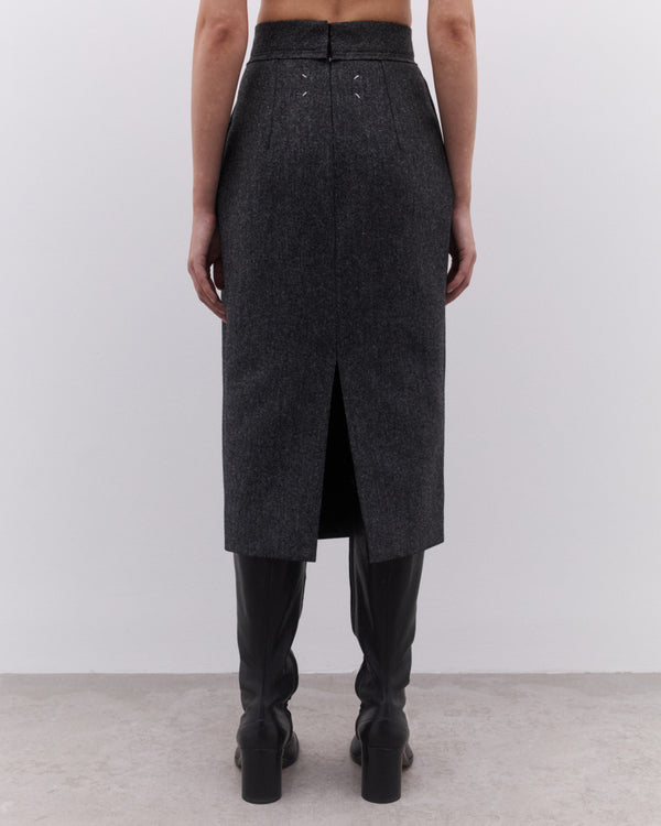 Maison Margiela - Women’s Wool Midi Skirt - (Dark Grey)