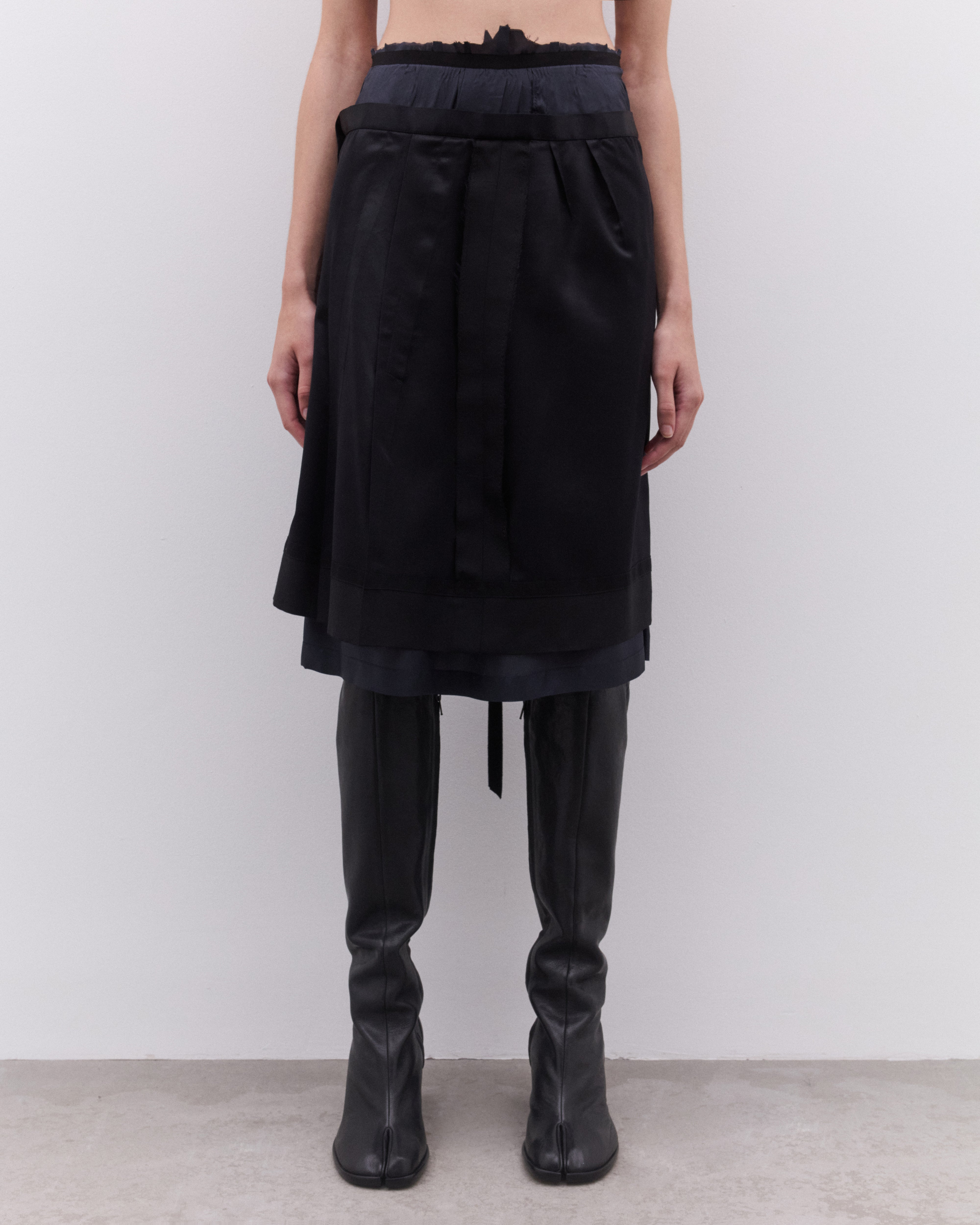 Maison Margiela: Women's Layered Midi Skirt (Black) | DSML E