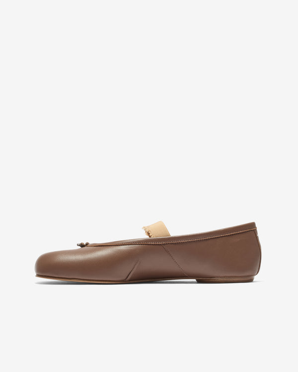 Maison Margiela - Women’s Tabi Elastic Band Ballerina - (Warm Brown)