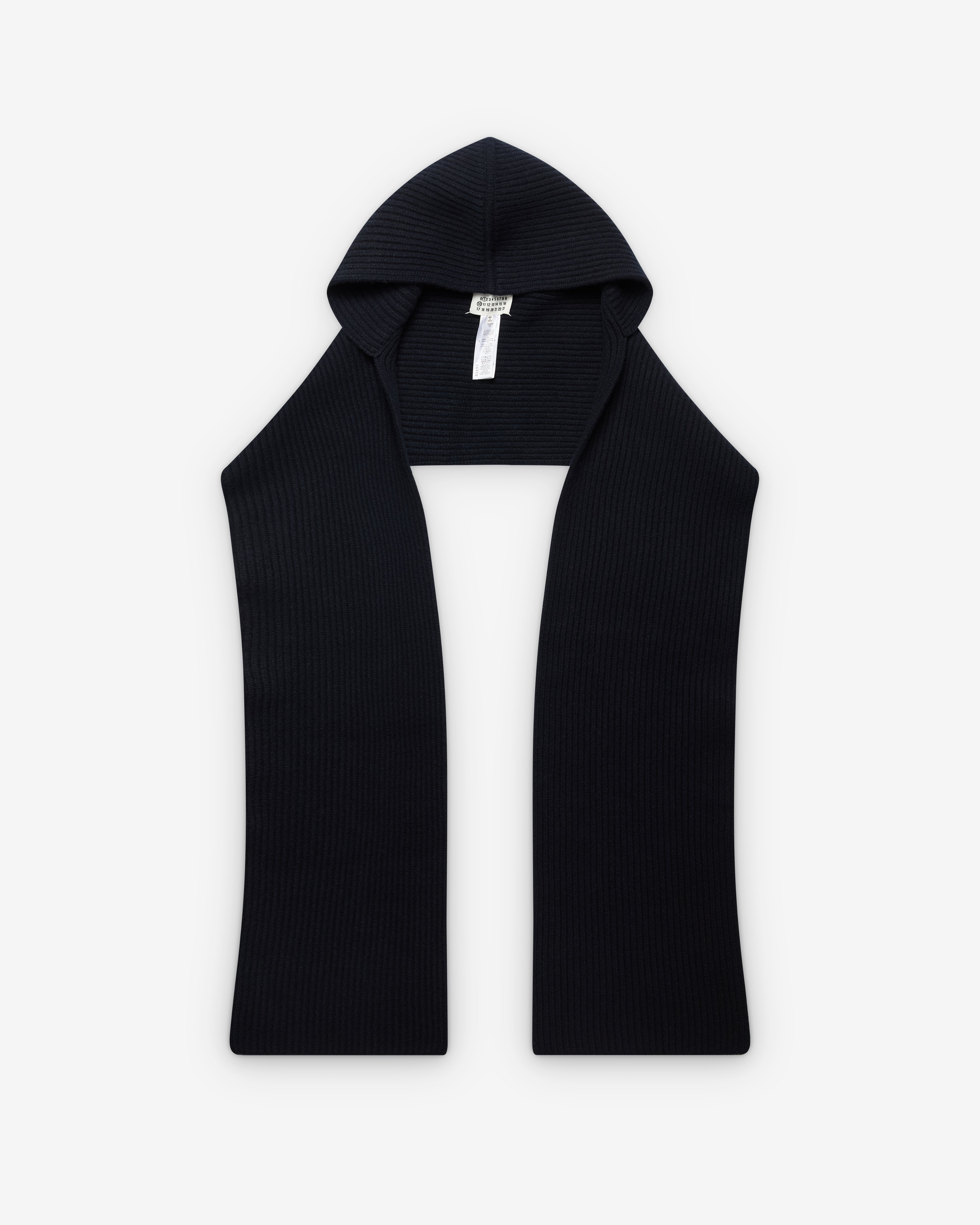 Maison Margiela: Wool Hooded Scarf (Navy) | DSML E-SHOP