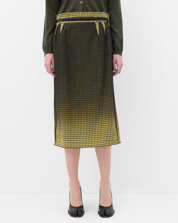 Maison Margiela - Women's Faded Check Wool Skirt - (Yellow/Grey)