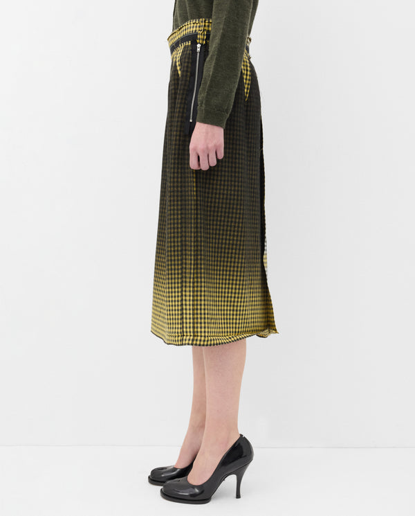Maison Margiela - Women's Faded Check Wool Skirt - (Yellow/Grey)