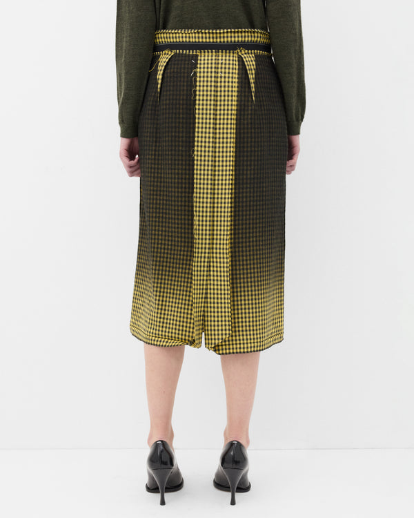 Maison Margiela - Women's Faded Check Wool Skirt - (Yellow/Grey)