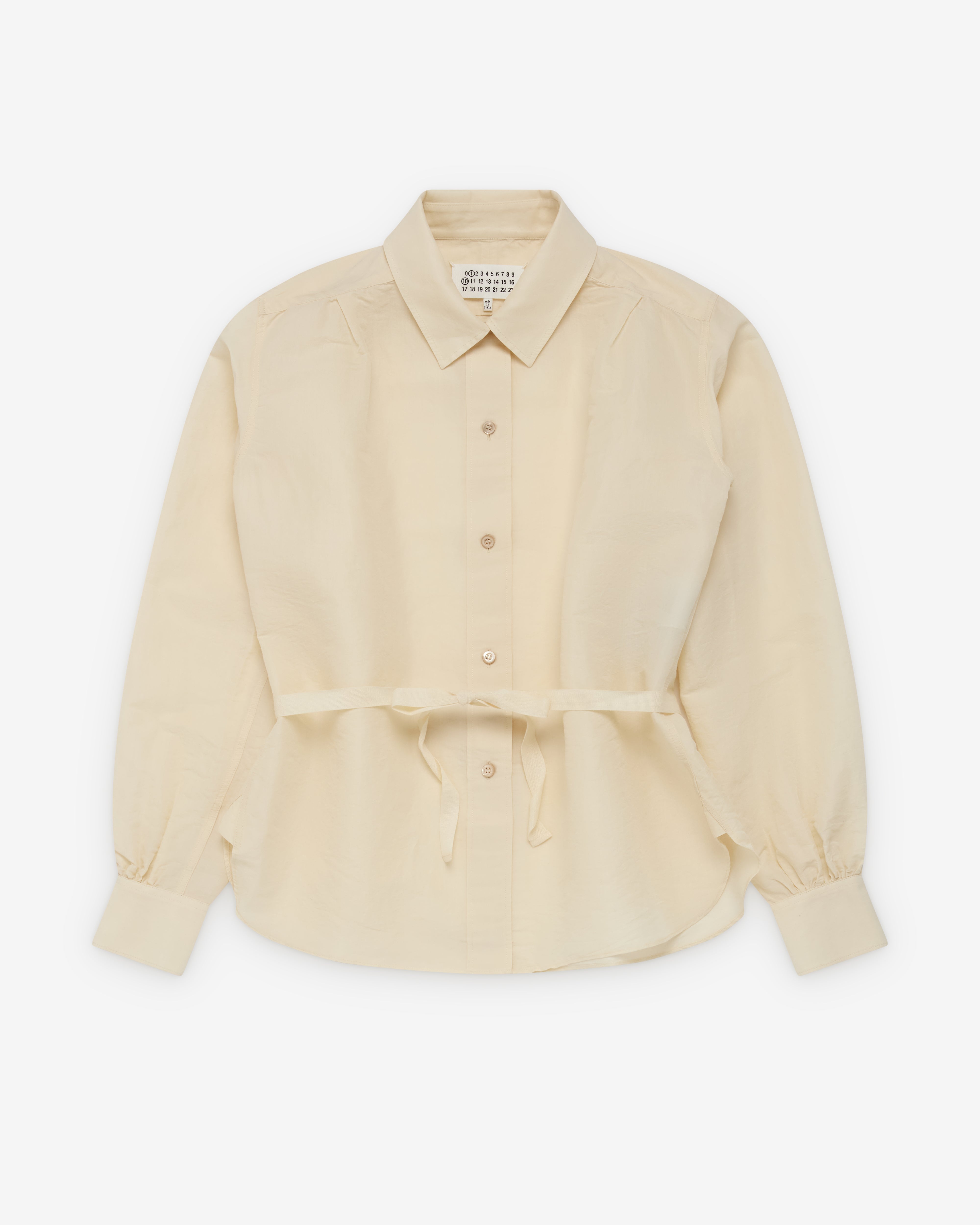Maison Margiela: Women's Tie-waist Silk Cotton Shirt (Cream