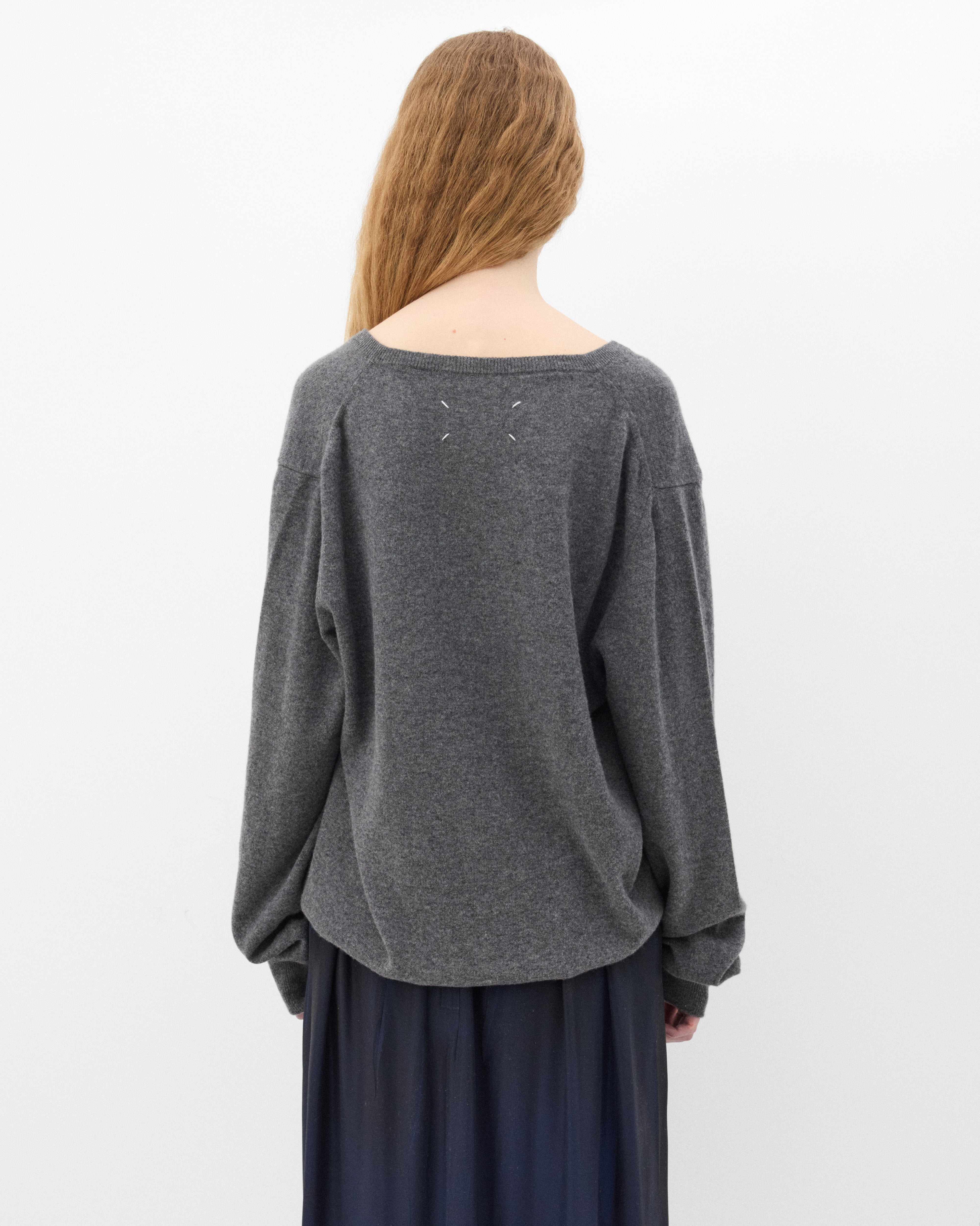 Maison Margiela: Women's Wool V-neck Sweater (Grey) | Dover Street