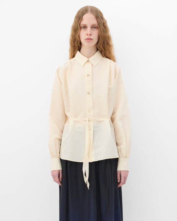 Maison Margiela - Women's Tie-waist Silk Cotton Shirt - (Cream)