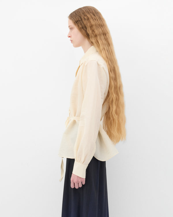 Maison Margiela - Women's Tie-waist Silk Cotton Shirt - (Cream)