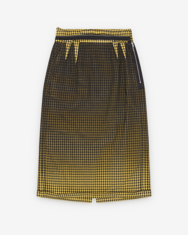 Maison Margiela - Women's Faded Check Wool Skirt - (Yellow/Grey)