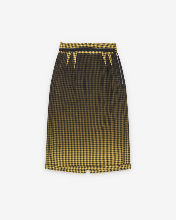 Maison Margiela - Women's Faded Check Wool Skirt - (Yellow/Grey)