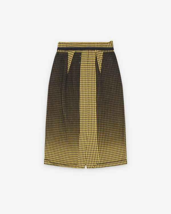 Maison Margiela - Women's Faded Check Wool Skirt - (Yellow/Grey)