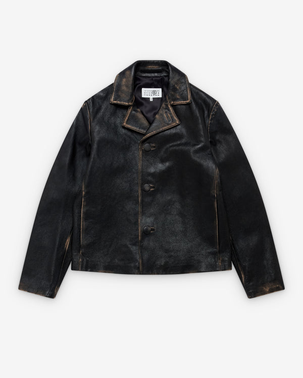 MM6 - Men's Distressed Leather Jacket - (Black)