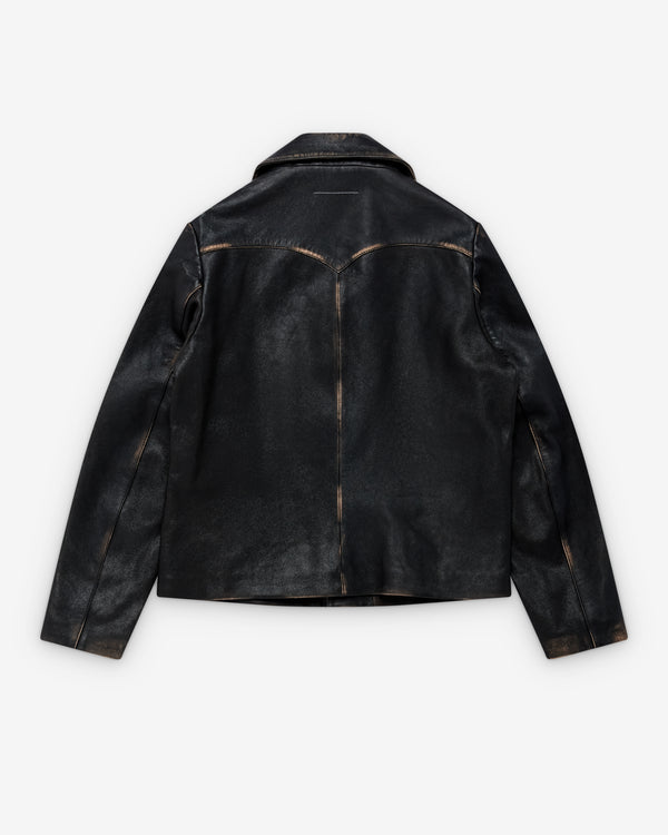 MM6 - Men's Distressed Leather Jacket - (Black)