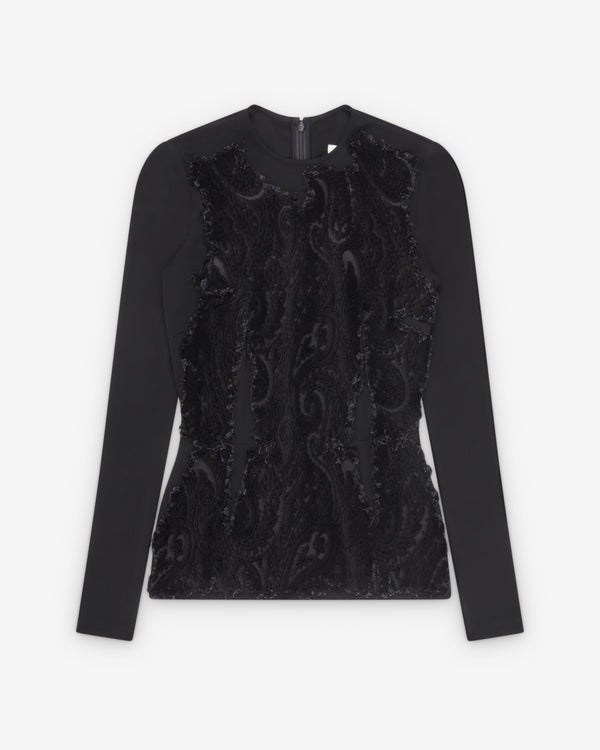 Maison Margiela - Women's Tapestry Panel Long-Sleeve Top - (Black)