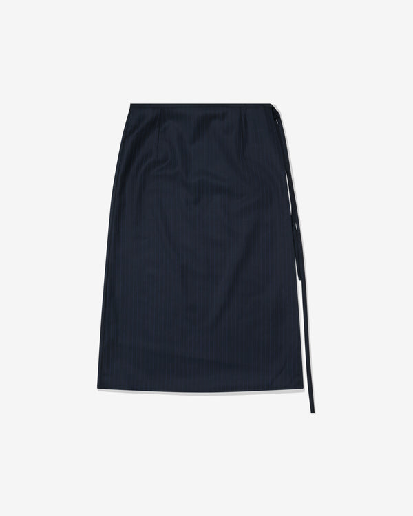 Marie Adam-Leenaerdt - Women's Pinstripe Tailoring Wrap Skirt - (Navy)