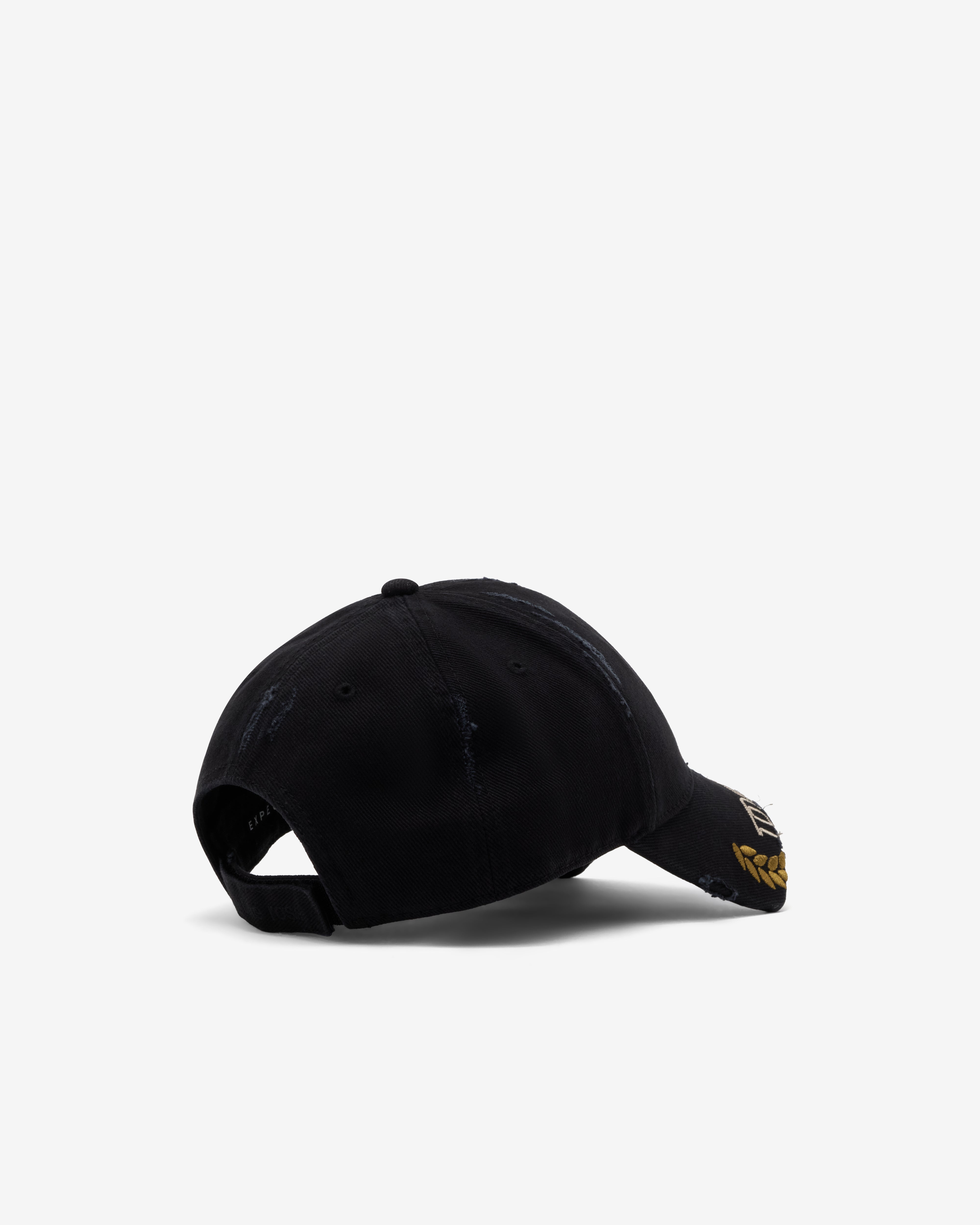 Martine Rose: Men's Cut Peak Cap (Black Wash) | Dover Street