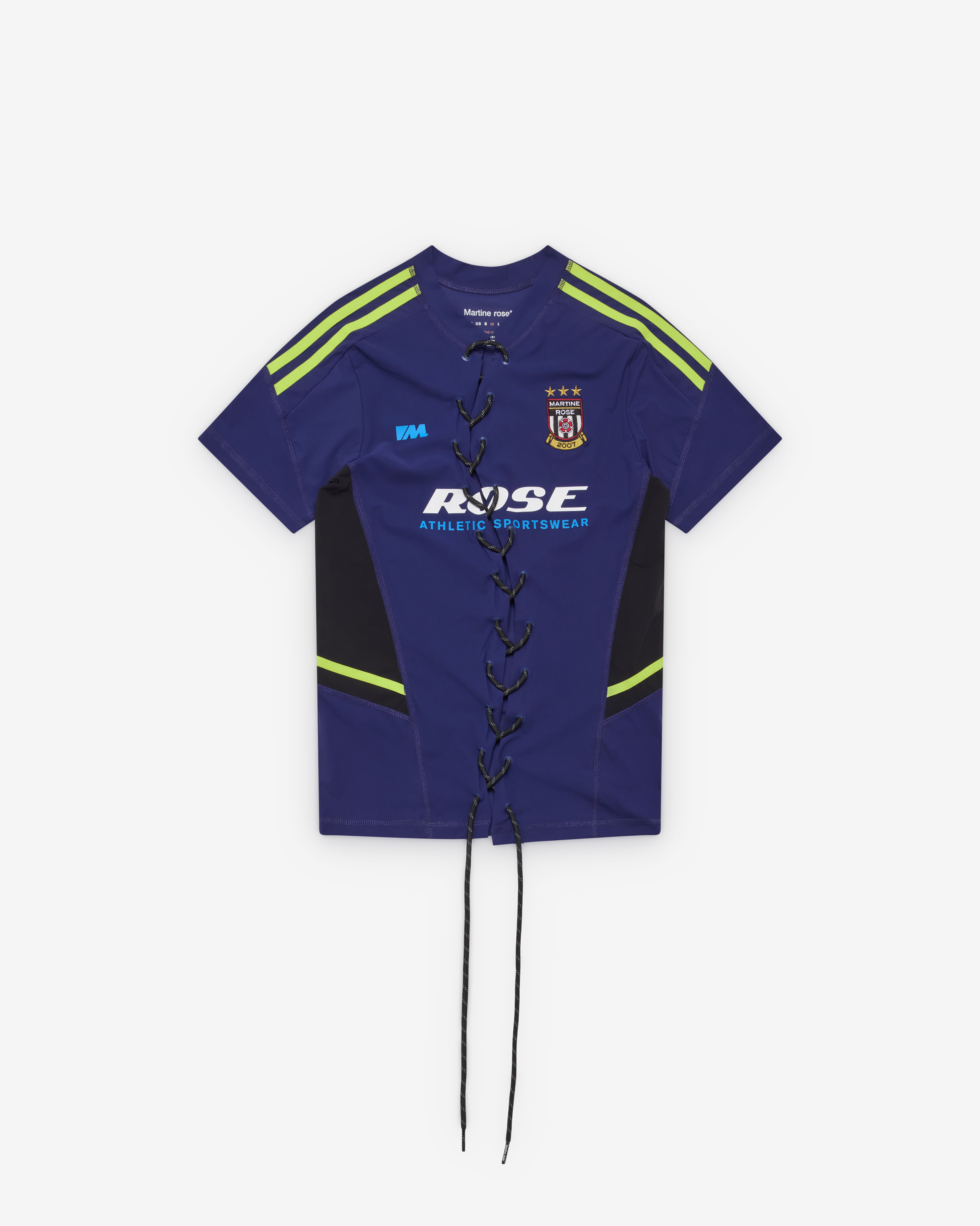 Martine Rose: Women's Lace Up Football Top (Blue/Navy) | Dover