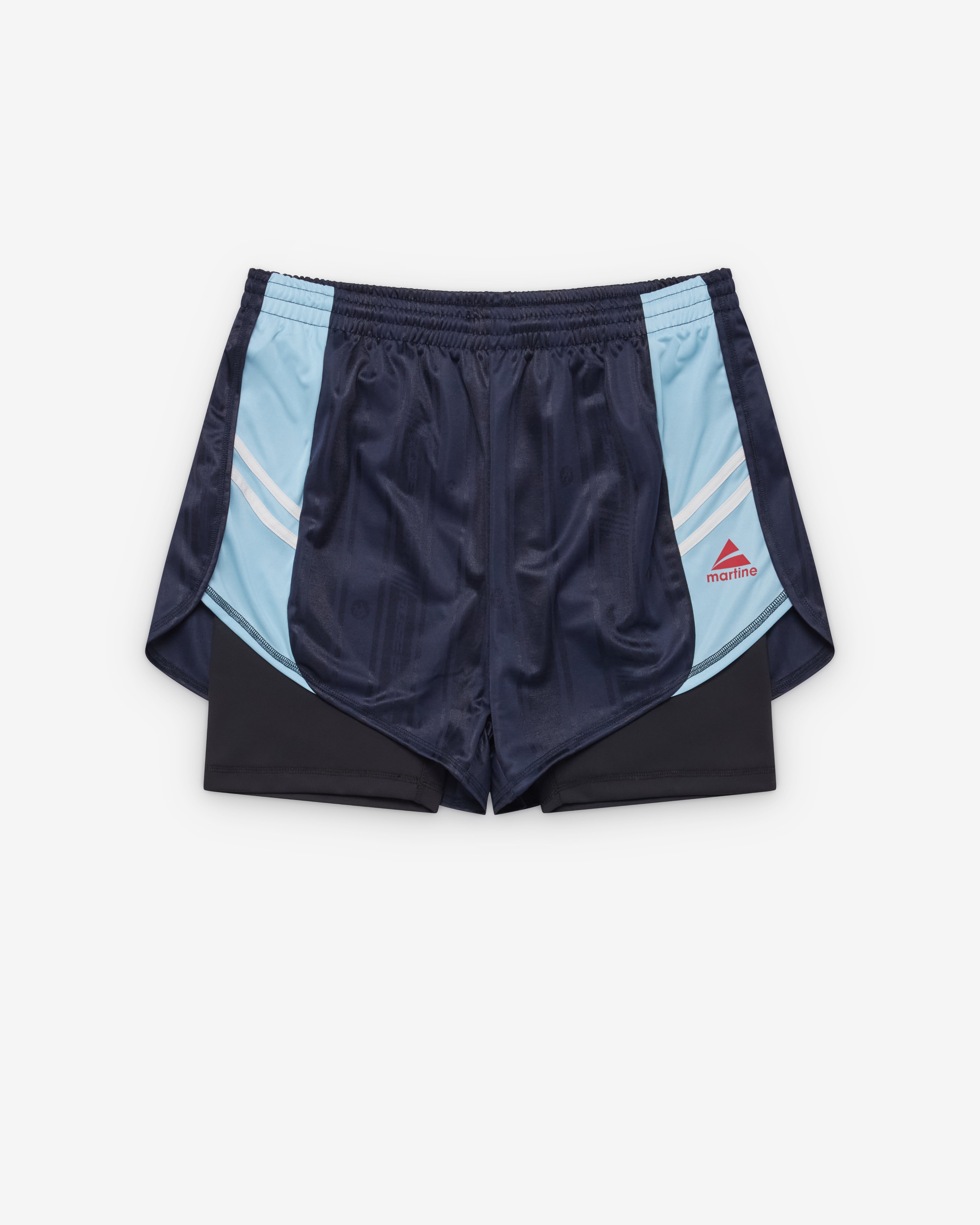 Martine Rose: Men's Double Football Short (Blue/Navy) | Dover
