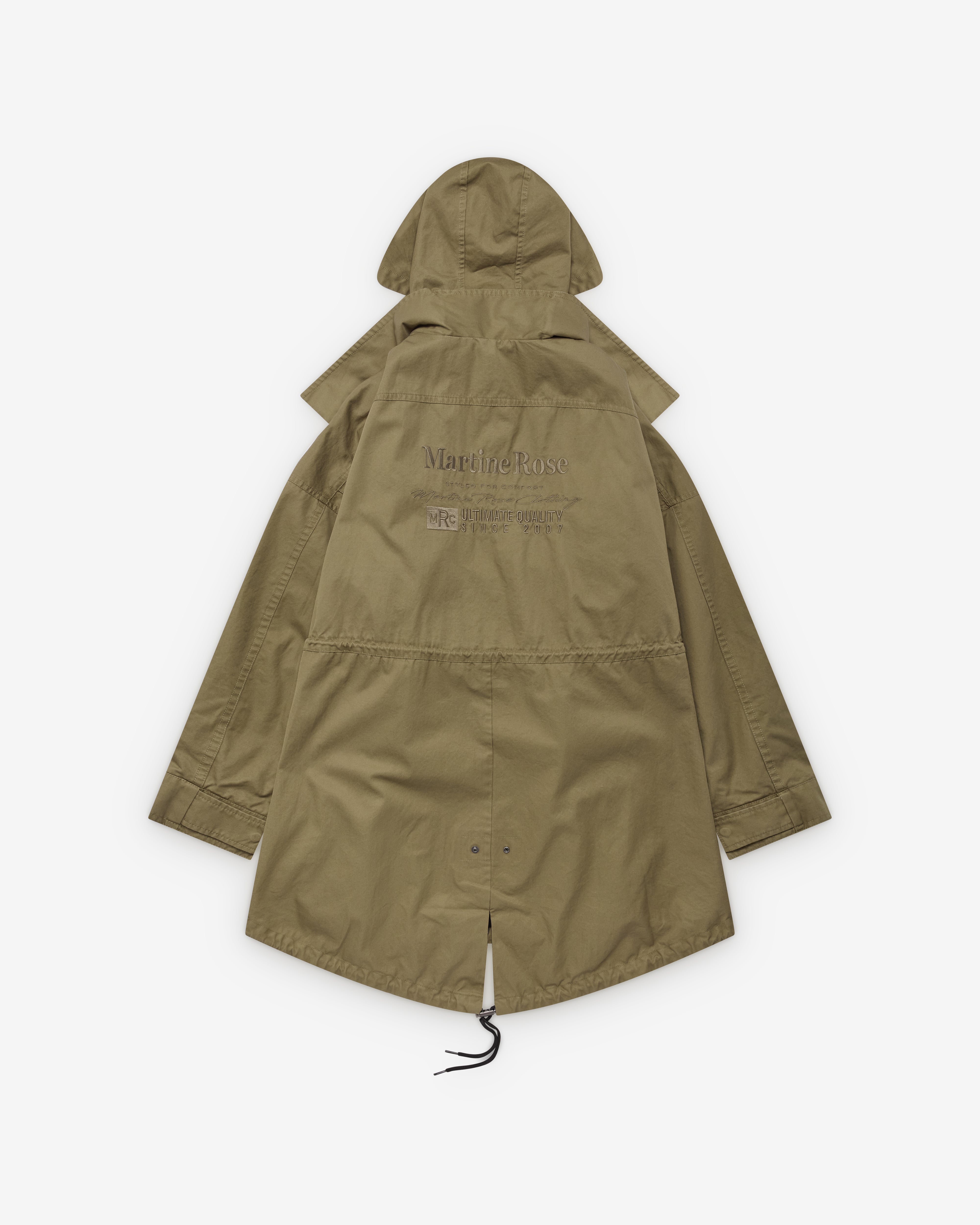 Martine Rose: Men's Half Stretch Trench (Green Khaki) | Dover