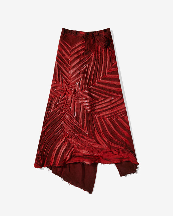 Masha Popova - Women's Creased Denim Maxi Skirt - (Fiery Red)