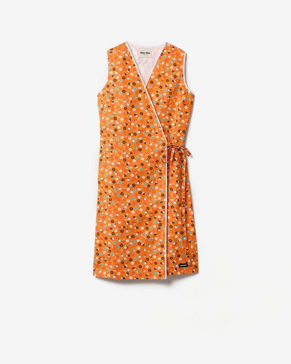 Miu Miu - Women's Poplin Wrap Dress - (Orange/Red)