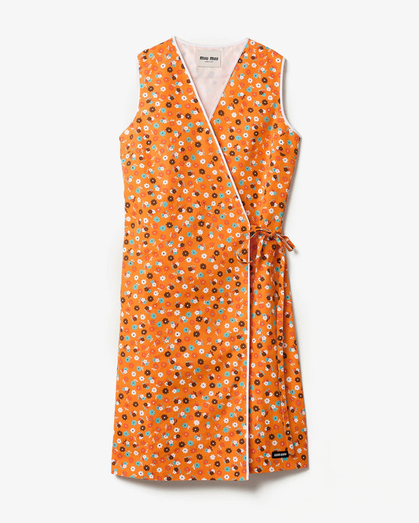 Miu Miu - Women's Poplin Wrap Dress - (Orange/Red)