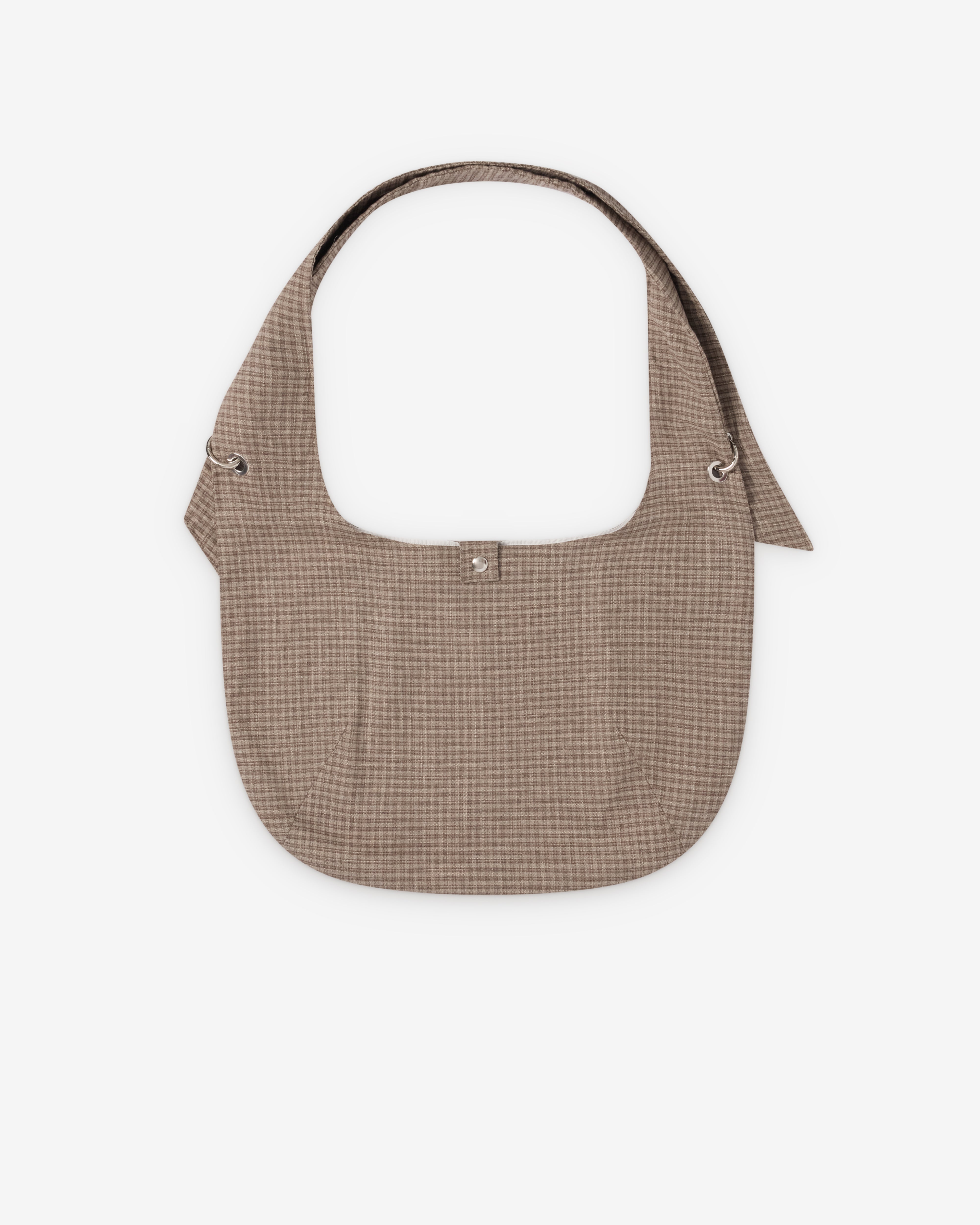Mfpen: Men's Eyelet Shoulder Bag (Worn Taupe Check) | Dover Street