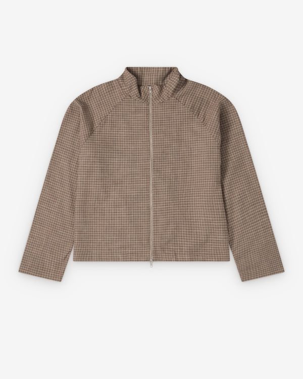 Mfpen - Men's Woven Leisure Zip Up - (Worn Taupe Check)