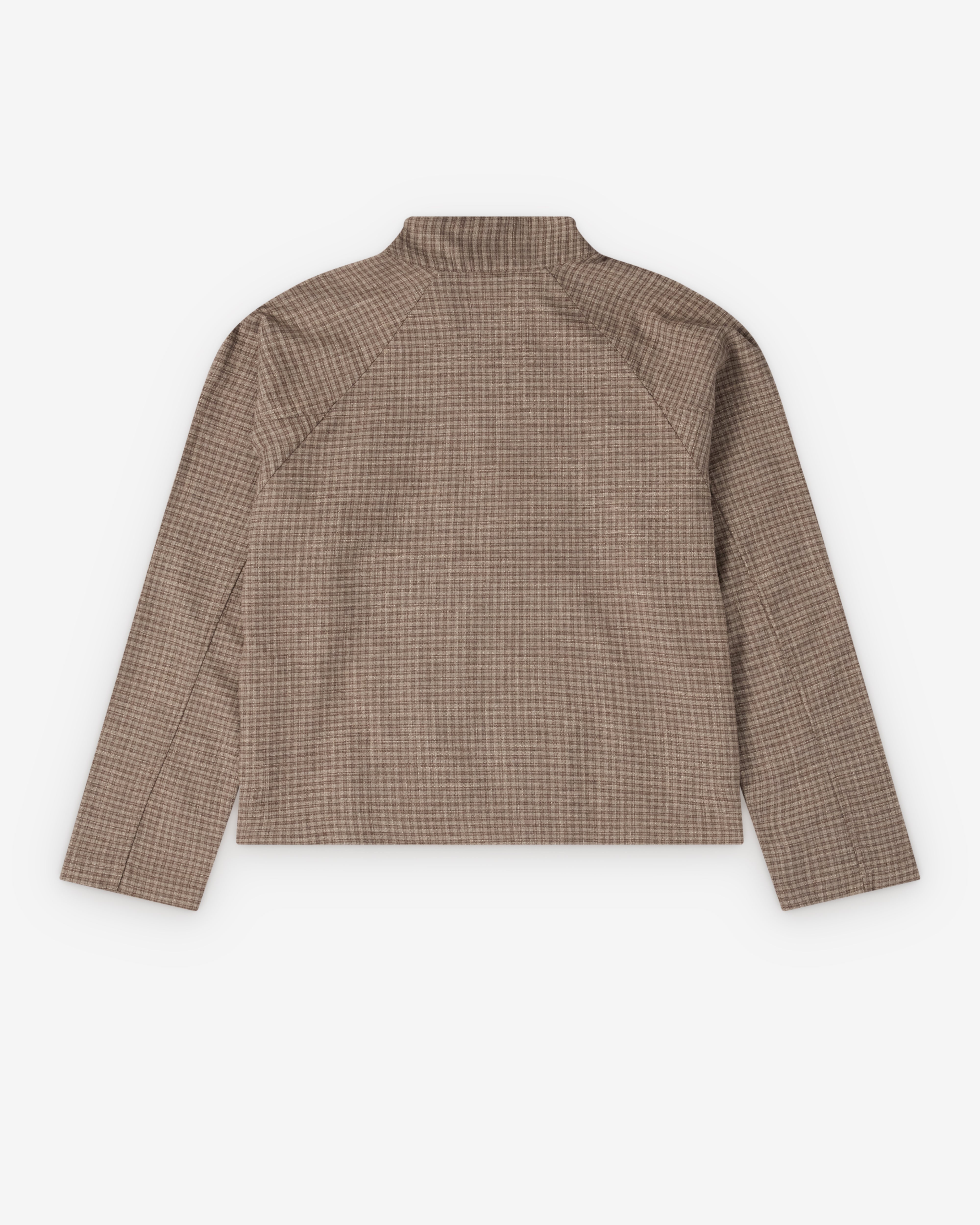 Mfpen: Men's Woven Leisure Zip Up (Worn Taupe Check) | Dover