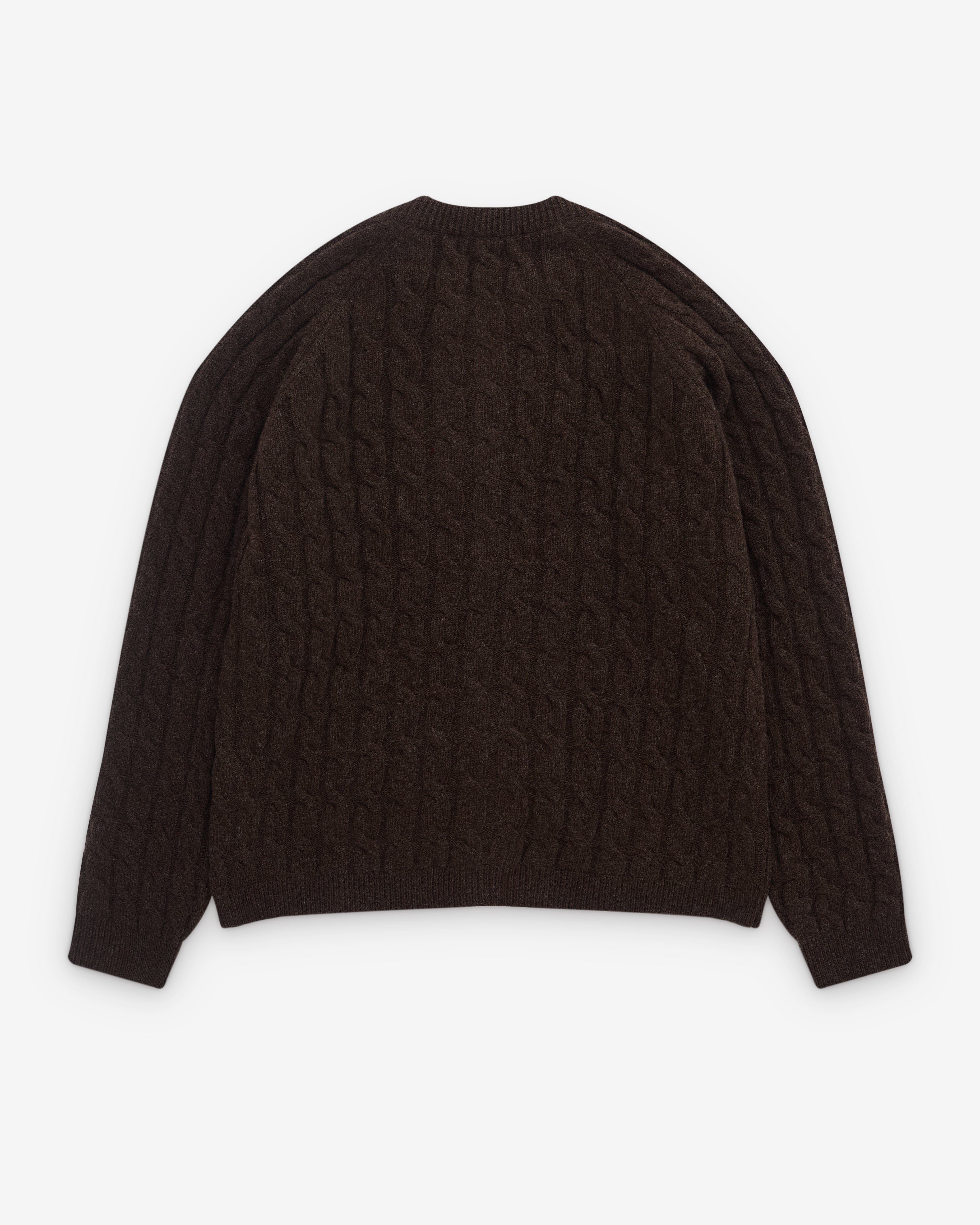 Mfpen: Men's Editor Zip Sweater (Brown Cable Knit) | DSML E-SHOP