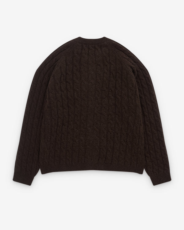 Mfpen - Men’s Editor Zip Sweater - (Brown Cable Knit)