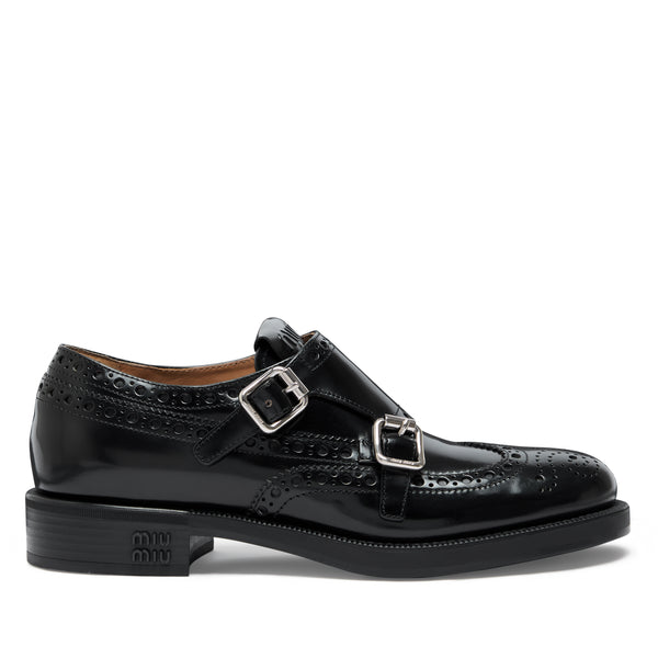Miu Miu - Church’s Women’s Brushed Leather Double Monk Brogue Shoes - (Black)
