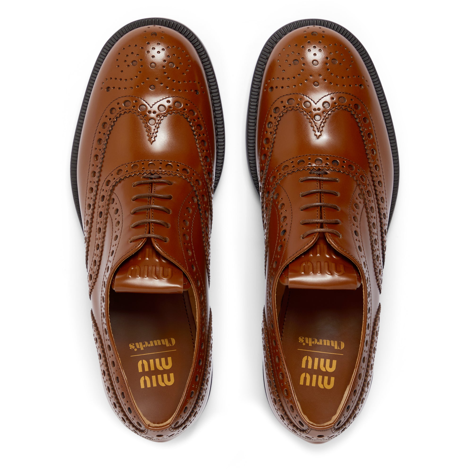 Miu Miu - Church’s Women’s Brushed Leather Oxford Brogue Shoes - (Tobacco) view 5