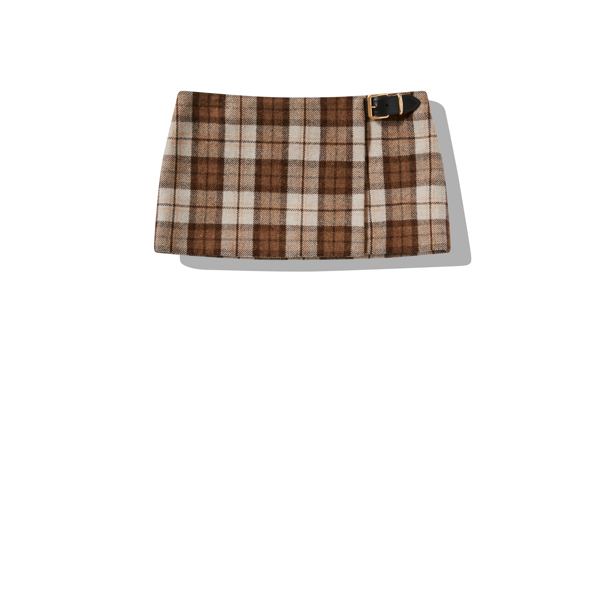 Miu Miu - Women's Check Miniskirt - (Cocoa Brown) view 1
