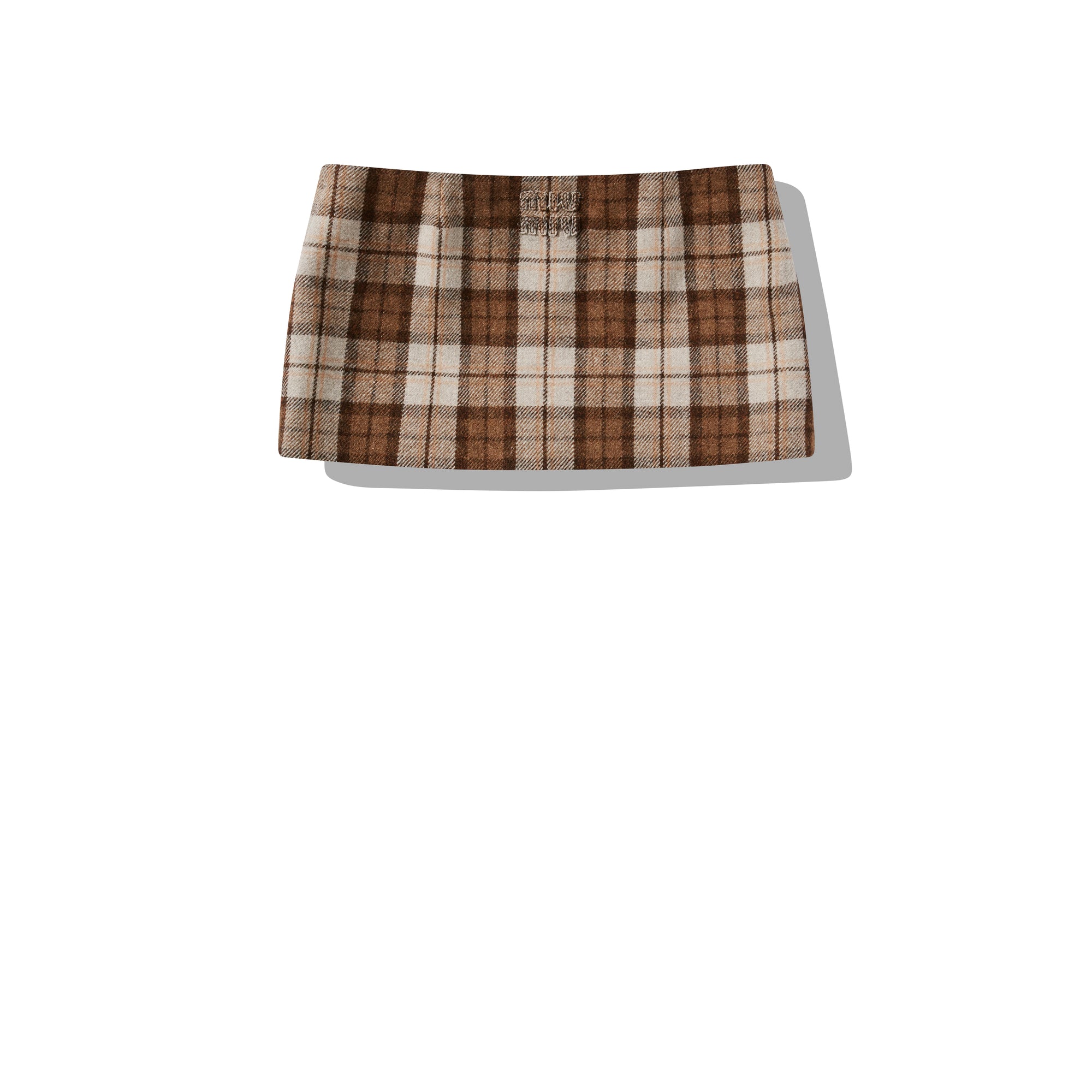 Miu Miu - Women's Check Miniskirt - (Cocoa Brown) view 2