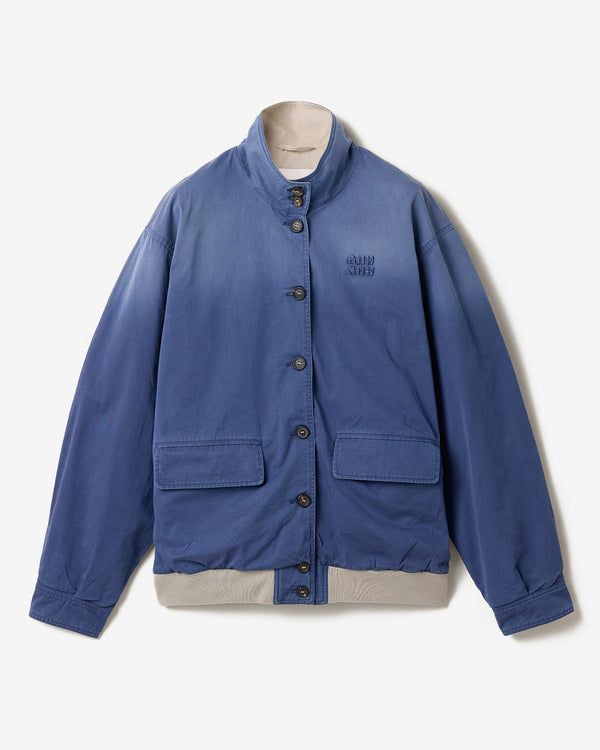 Miu Miu - Women's Old Washed Twill Blouson Jacket - (Blue/Limestone)