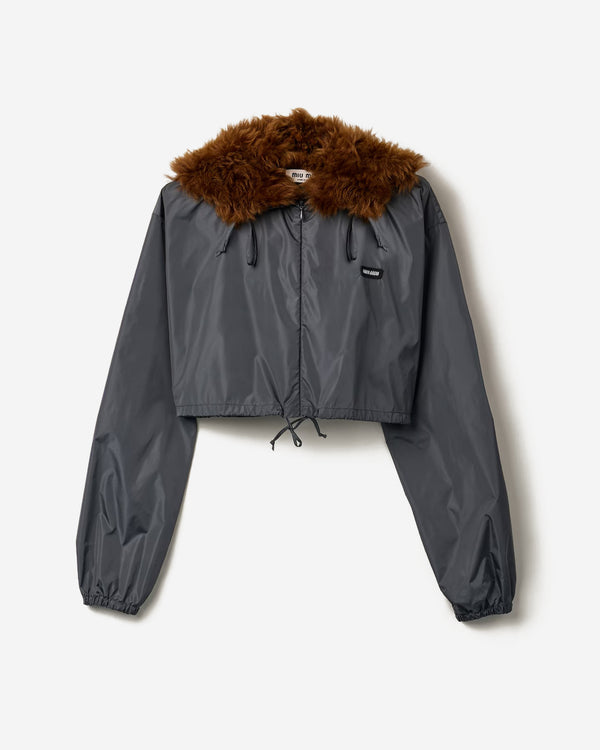 Miu Miu - Technical Fabric and Shearling Windbreaker - (Hematite)
