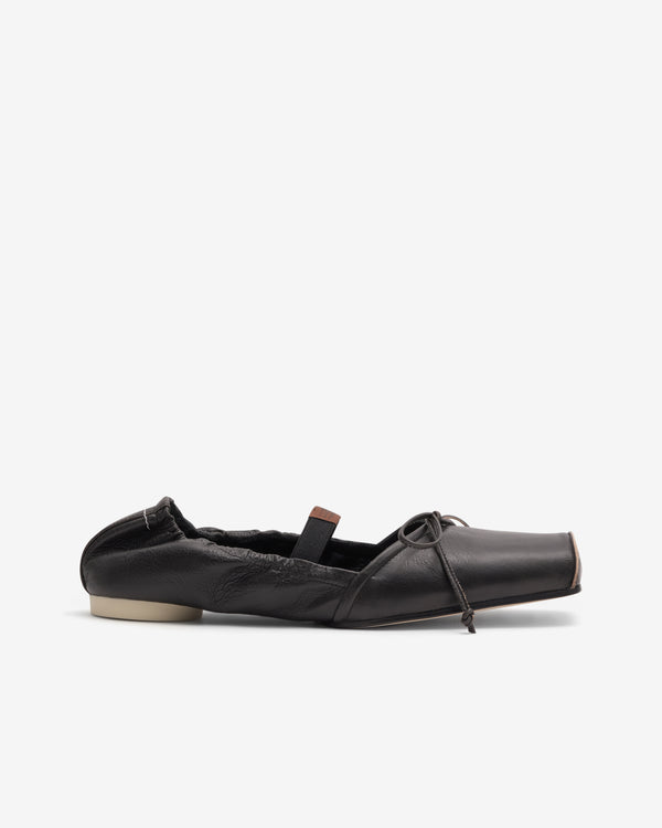 MM6 - Women's Square-toe Leather Ballerina - (Brown)