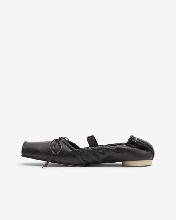 MM6 - Women's Square-toe Leather Ballerina - (Brown)