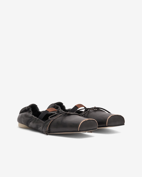 MM6 - Women's Square-toe Leather Ballerina - (Brown)
