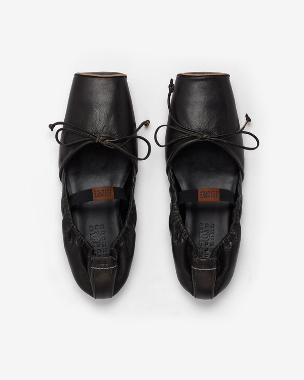 MM6 - Women's Square-toe Leather Ballerina - (Brown)