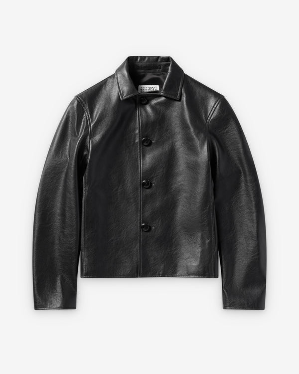 MM6 - Men's Faux Leather Sportsjacket - (Black)