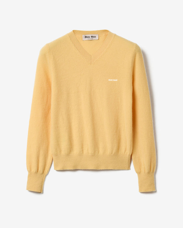 Miu Miu - V-neck Wool Cardigan - (Cream)