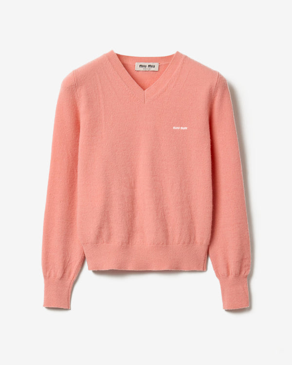 Miu Miu - V-neck Wool Cardigan - (Apricot)