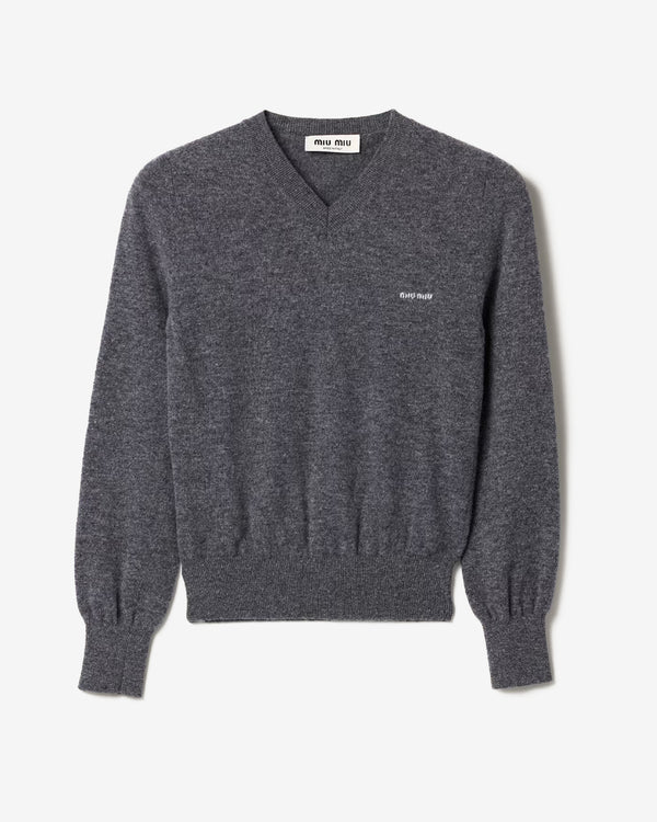 Miu Miu - V-neck Wool Cardigan - (Slate Gray)