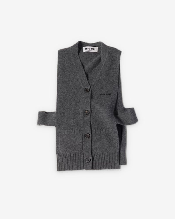 Miu Miu - Women's Cashmere Cardigan Vest - (Slate Gray)