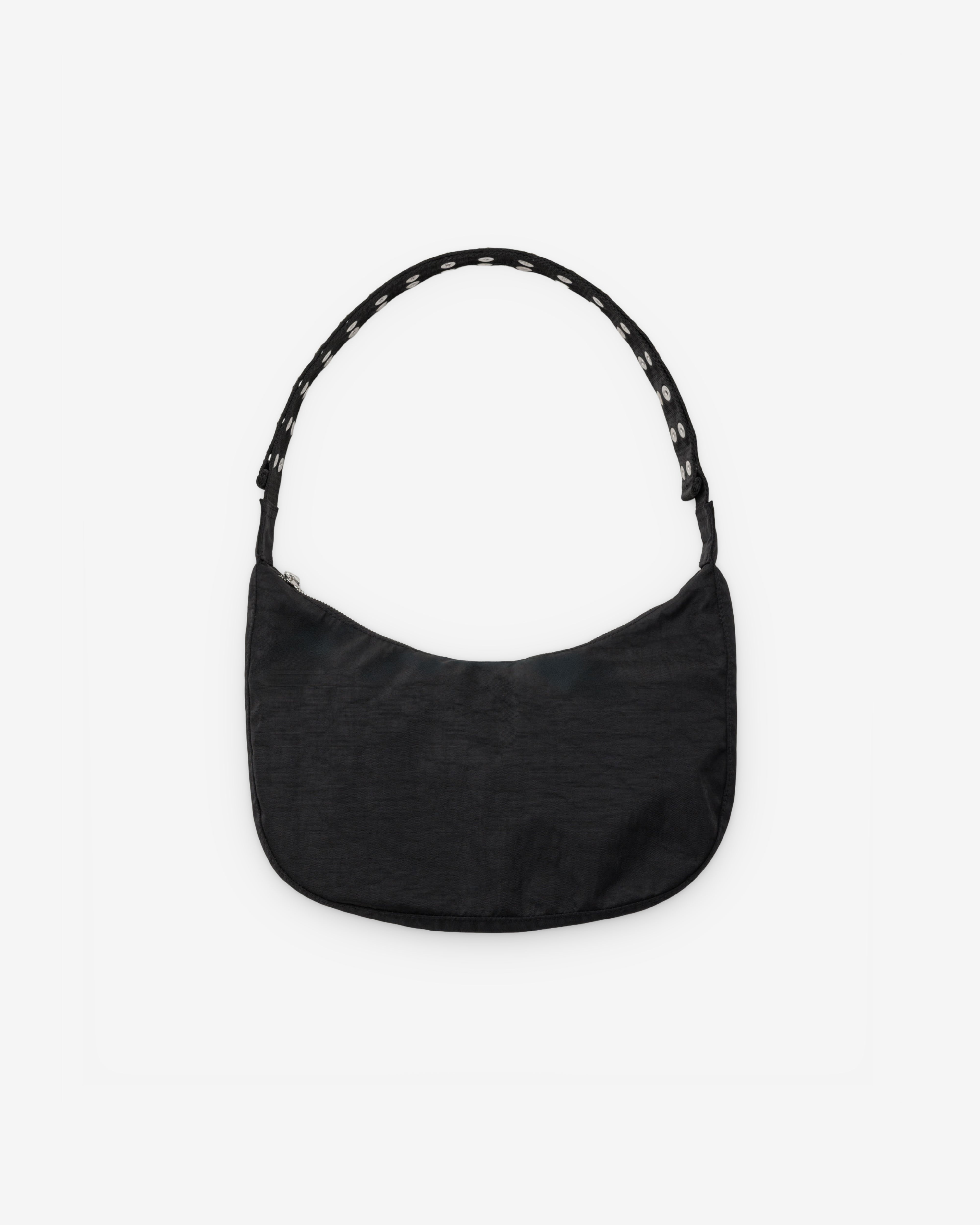 Molly Goddard: Baggu Popper Strap Medium Crescent Bag (Black