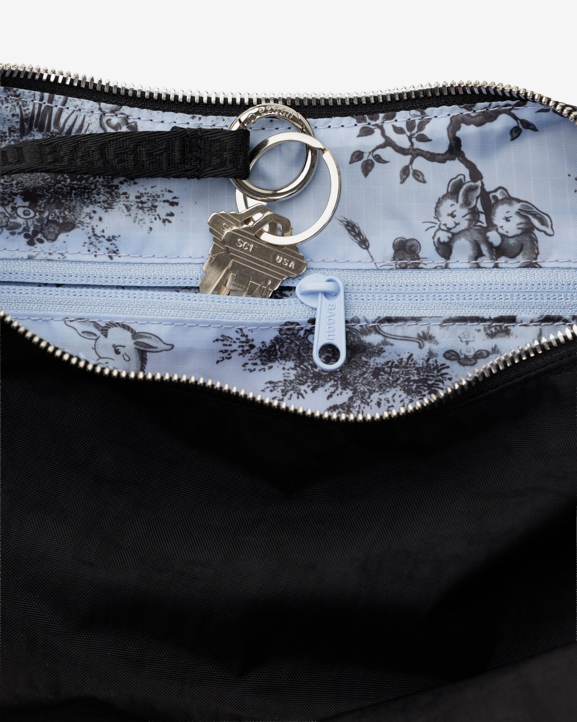 Molly Goddard - Baggu Popper Strap Medium Crescent Bag - (Black) view 2, Click to Zoom in